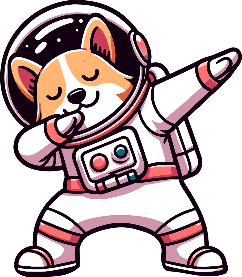 corgi astronaut doing dabbing pose vector